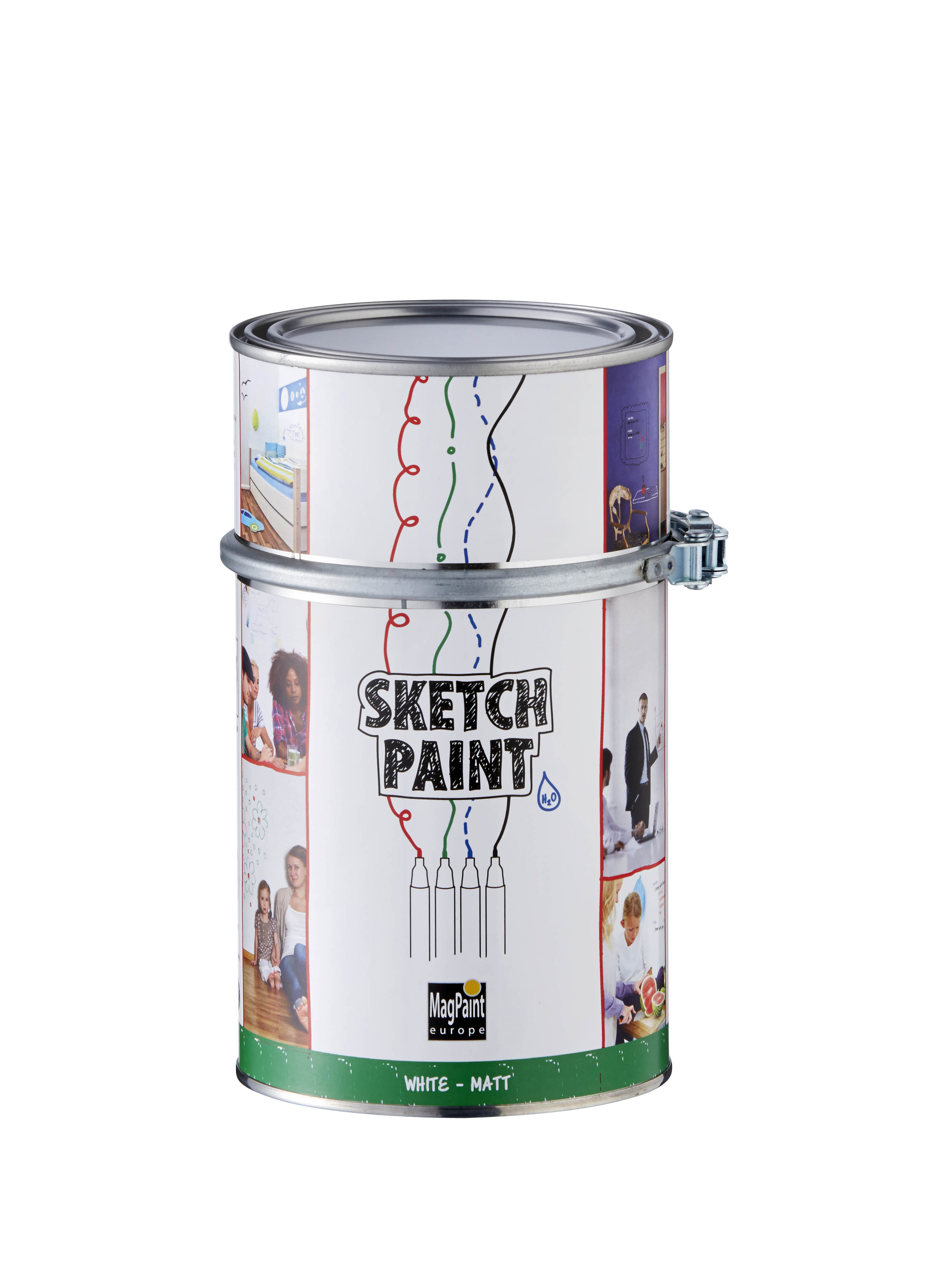 Vopsea Whiteboard, SchetchPaint Alb Mat, Magpaint, 1 Litru